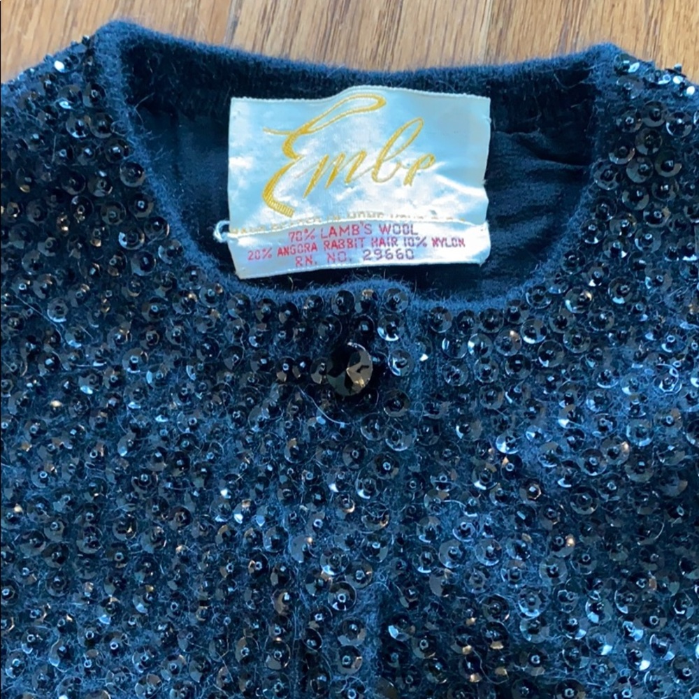 Vintage black sequin cardigan sweater
